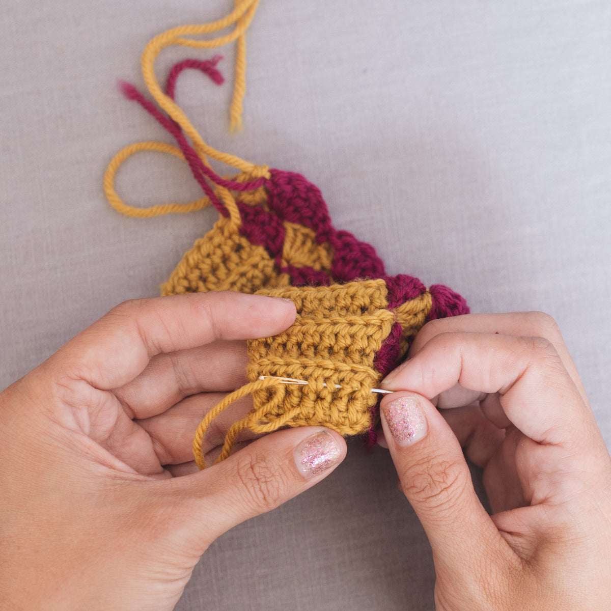 Crocheting into row ends