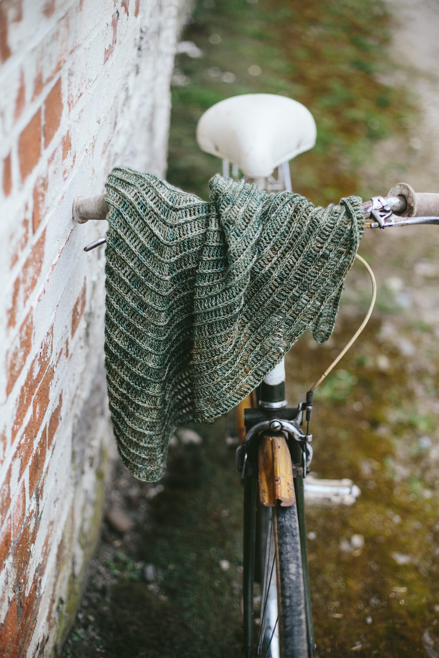 raised crochet stitches shown on contour shawl